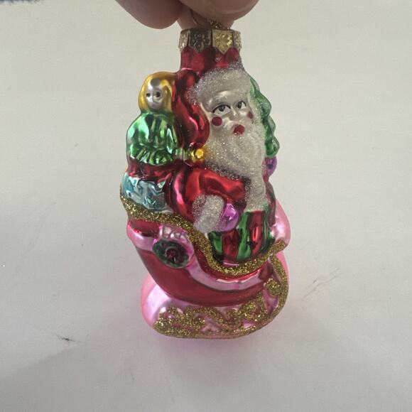 Set of 4 Christmas Ornaments by Greenbrier Santa‎ Snowman Tree Blown Glass - Picture 7 of 13